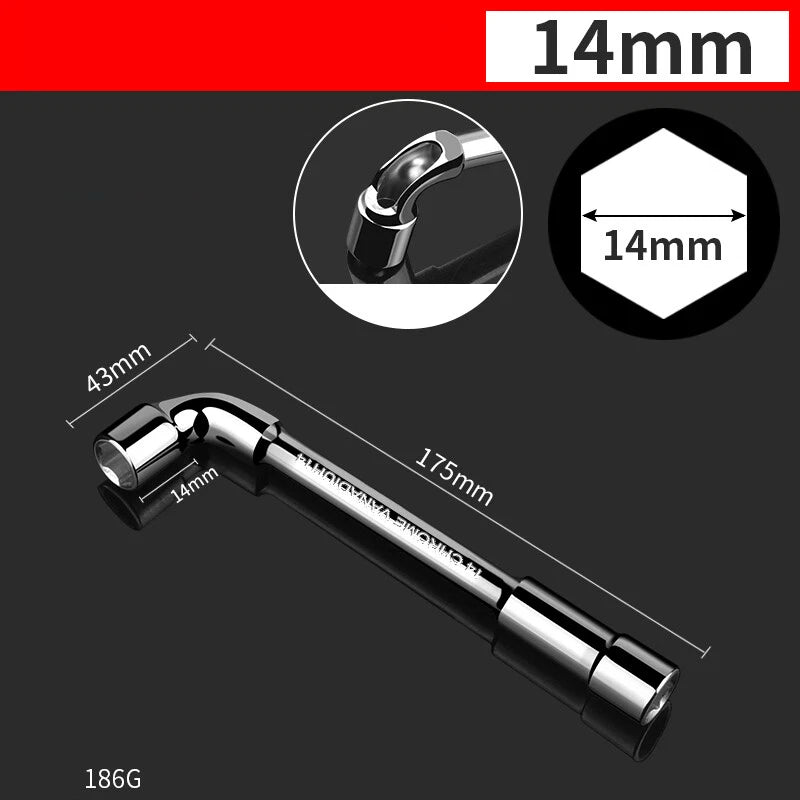 L-Shaped Perforated Hex Socket Wrench Bore Diameter 8-19mm Chrome Vanadium Steel