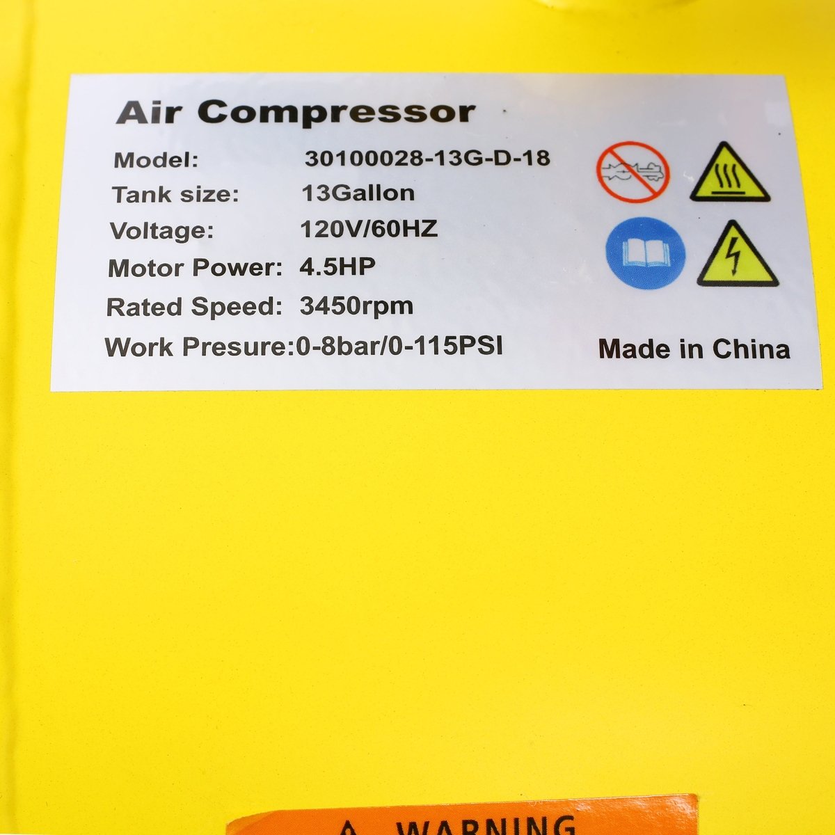 4.5HP Portable 13 Gallons Oil - Lubricated Air Compressor Tank Ultra Quiet Horizontal Tank Adjustable Pressure with Built - in Wheel - HomeDIYer