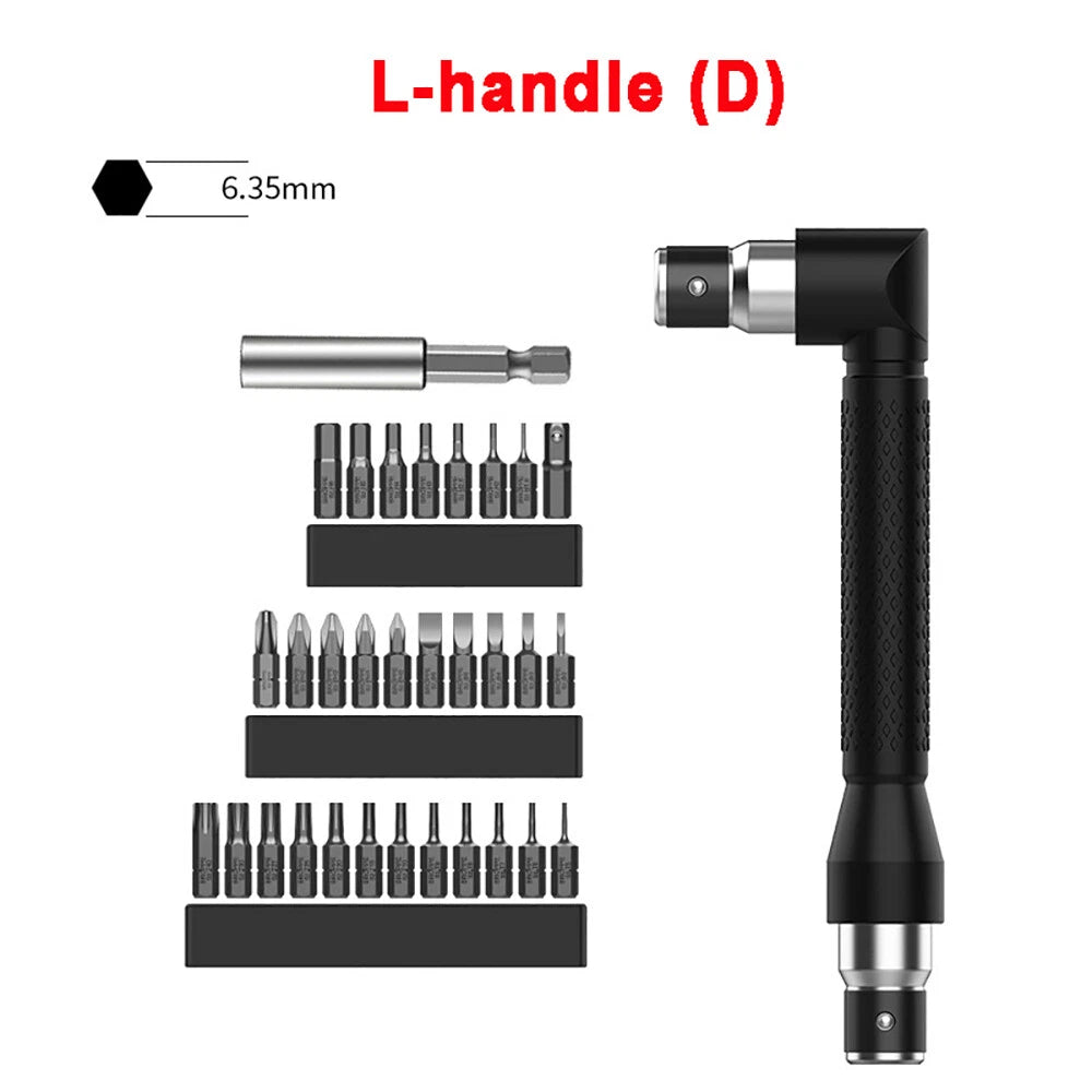 1/4" Screwdriver Bits Kit Angle L-Shape Socket Wrench-Ratchet Screwdriver Set