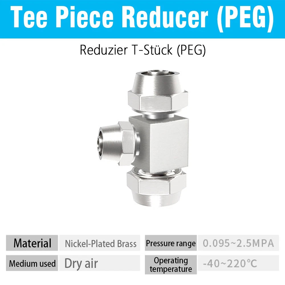 Pneumatic Push-to-Connect Fittings — Straight, Elbow, Tee, Cross & Threaded Types