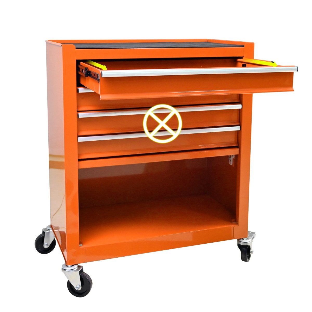 4 Drawers Multifunctional Tool Cart With Wheels - Orange - HomeDIYer