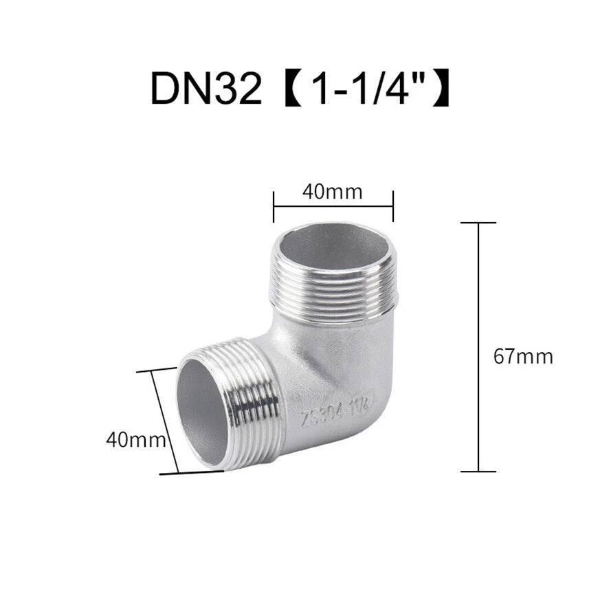 BSP Male to Male 304 Stainless Steel 90° Elbow Pipe Fitting — 1/4" to 2"
