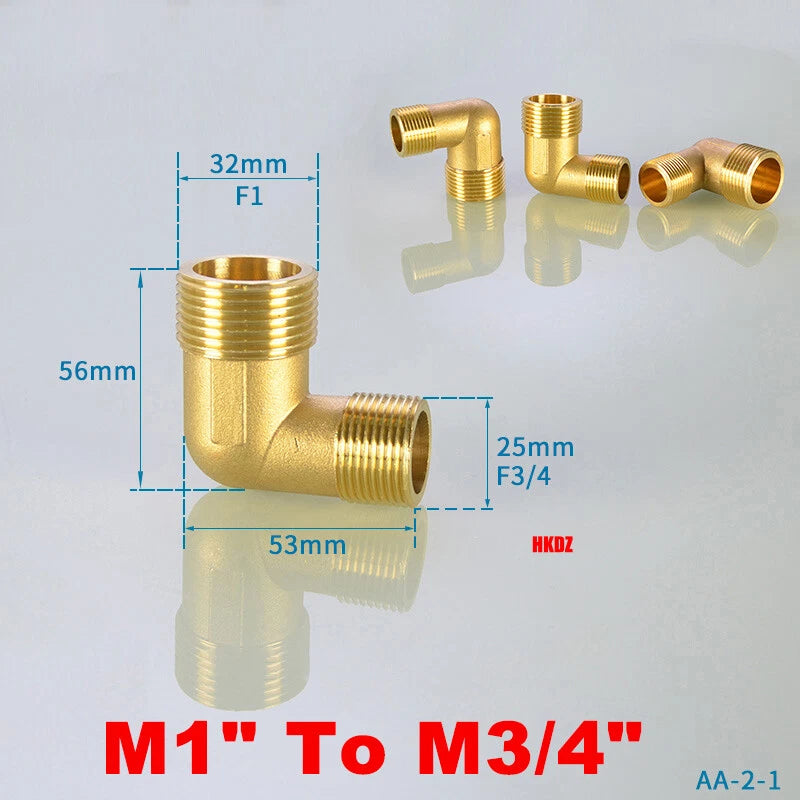 Brass L-Elbow Pipe Fittings 1 2"~2" BSP Female Male Threaded Reducing Connector