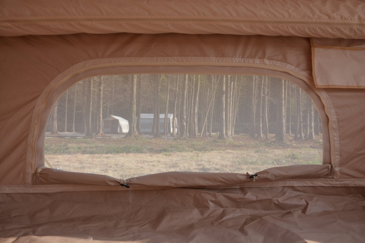 9.8 x13ft Inflatable Camping Tents with Hand Pump, Air Glamping Tents, Easy Setup Waterproof and Windproof Blow up Tent, 4 Seasons Oxford Cabin Tent with Mesh & Chimney Window. Beige - HomeDIYer