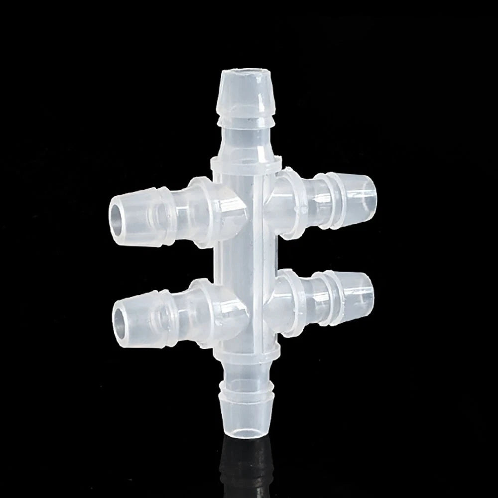 6-Way Plastic Barbed Hose Connector — Pipe Splitter Tubing Fitting (3.9mm–7.9mm)