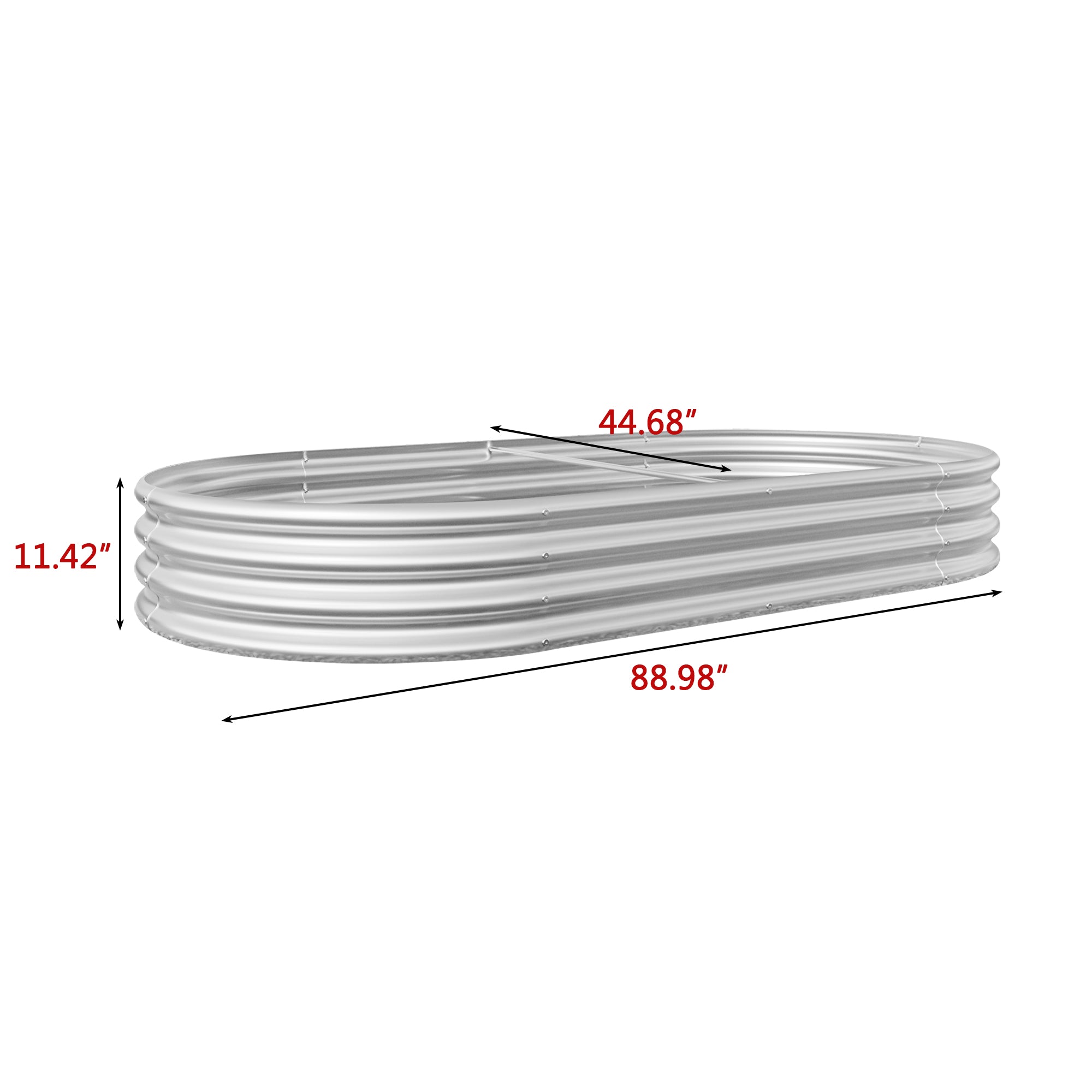 Oval Large Metal Raised Garden Bed – 89" x 45" Silver Steel Planter for Vegetables, Herbs & Flowers