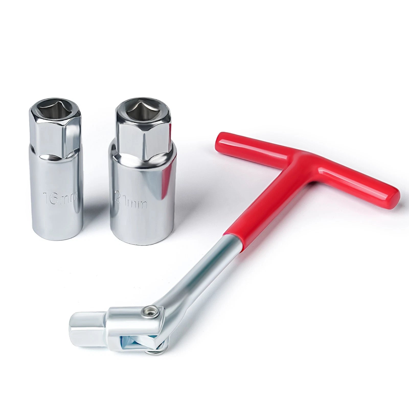 3PCS Spark Plug Removal Tool 16 21mm T-Handle Flexible Spanner Socket Wrench Set