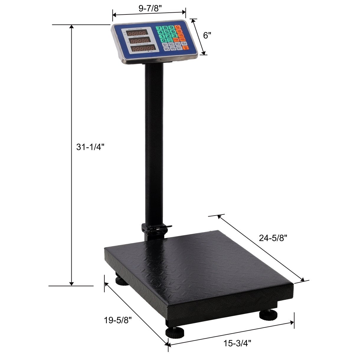 660lbs Weight Computing Digital Scale Floor Platform Scale,0.1 lbs Accuracy Computing Floor Scale with LB/KG, Tare, Price Calculator, Black color - HomeDIYer