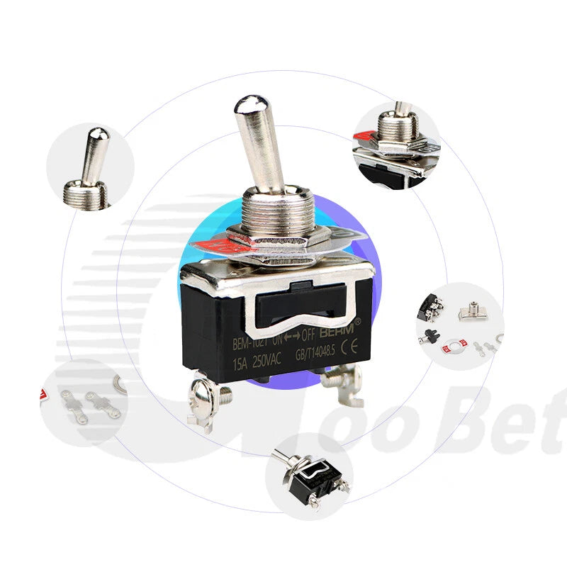 Toggle Switch SPST SPDT DPST DPDT 250V AC 15A — E-TEN & BEM Series with Waterproof Cover