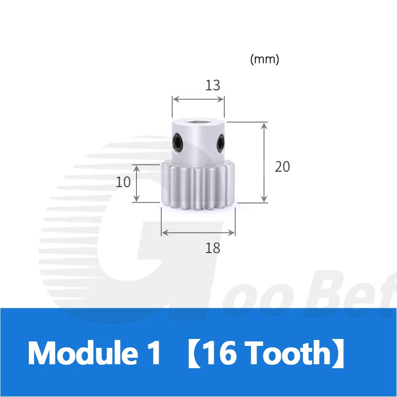 Spur Gear Module 1 Aluminium 12-60 Tooth with Hub Pinion Motor Gear Bore 4-16mm