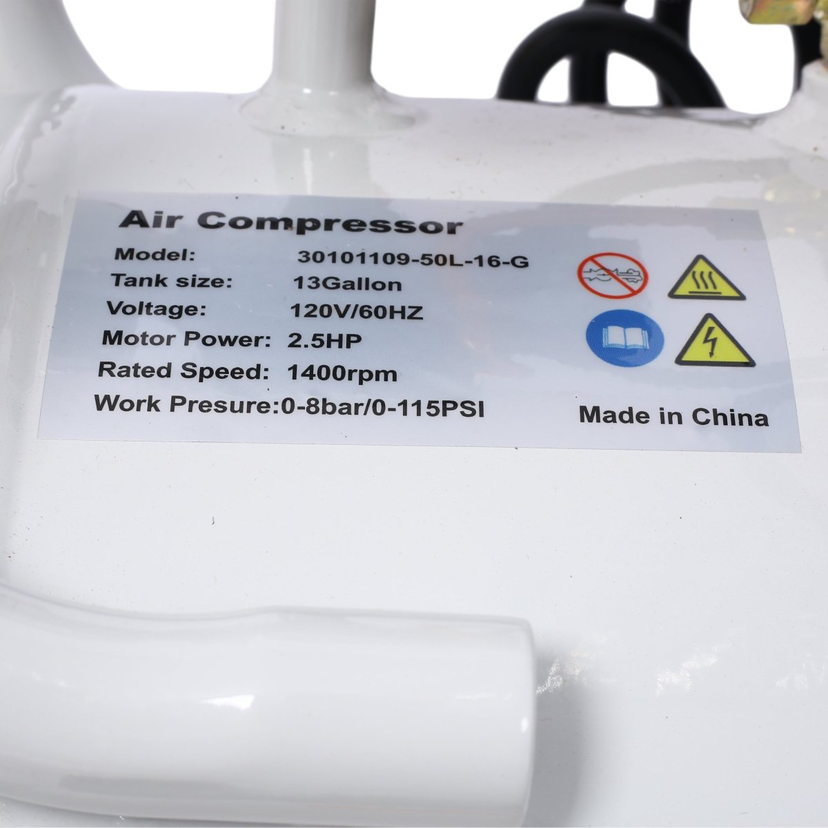 2.5 HP Silent Air Compressor 13 Gallon, Oil - Free, Electric Shop Air Compressor Portable,Lightweight with Wheels, 70 dBA Noise Level, with Automatic Drain Valve,Light Gray - HomeDIYer