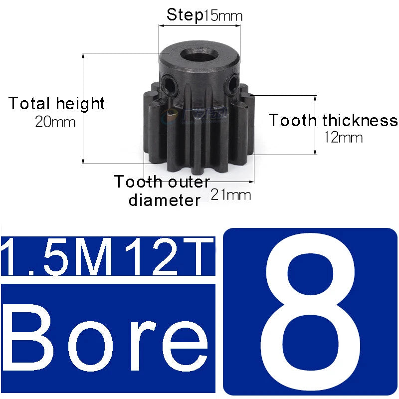 1.5Mod 45# Steel Spur Gears 10-150T Pinion Gear With Step Motor Gear Bore 5-25mm