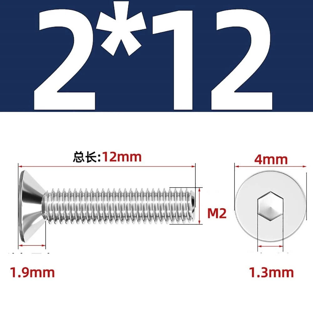 A4 Stainless Steel Countersunk Hex Socket Screws – Marine Grade, M2 to M16 (DIN 7991)