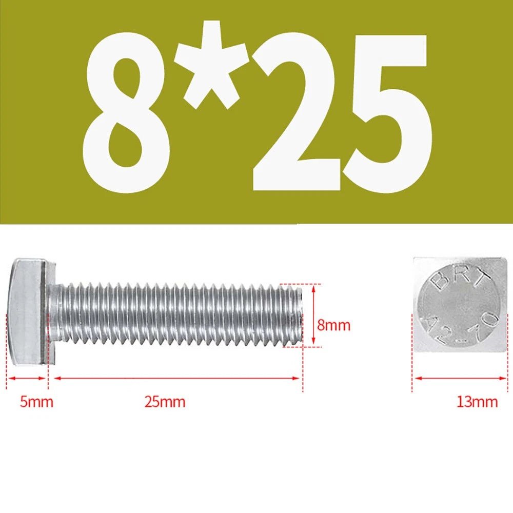 M8 M10 M12 Square Head Bolts Full Threaded 304 Stainless Steel 12–100mm - HomeDIYer
