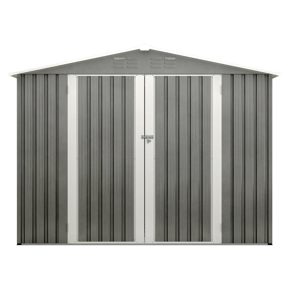 8 x 6 FT Outdoor Waterproof Garden Tool Storage Sheds with Metal Foundation with Floor Frame, Tool Shed with Lockable Hinged Doors & Air Vents, Storage House Waterproof for Backyard, Lawn, Gray - HomeDIYer