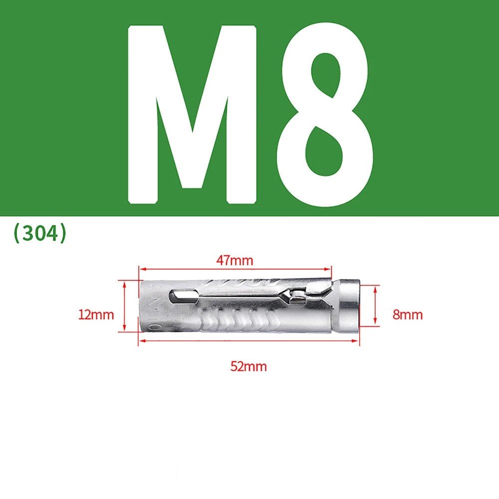 Stainless Steel Expansion Tube Bolts M6 M8 M10 M12 | 201 & 304 | 48mm–63mm - HomeDIYer