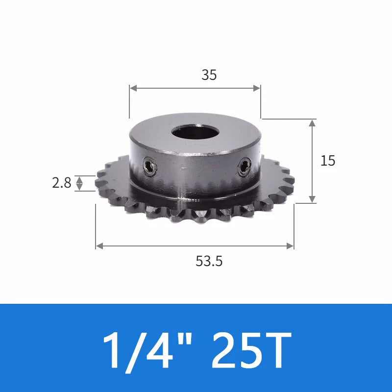 Roller Chain Sprocket 1/4" Transmission Sprockets 24~30 Teeth 45# Steel Blacken