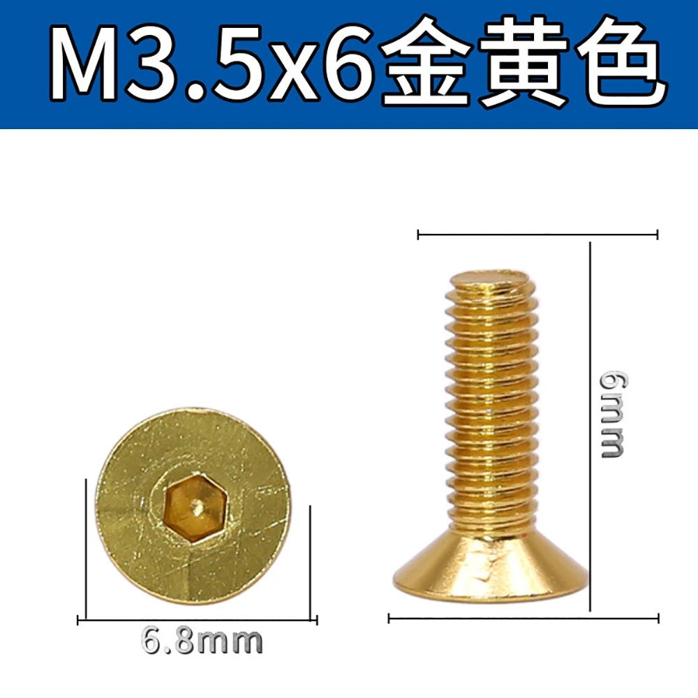 M3.5 / M4 Countersunk Hex Socket Screws — Anodized Aluminum Alloy, 10 Colors