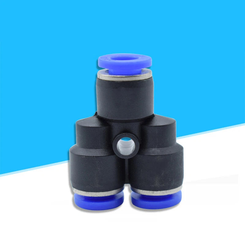 Pneumatic Y Splitter 3-Way Air Hose Fitting — Push-to-Connect, 4mm to 16mm