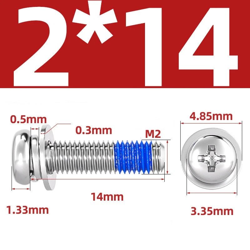 A2 Stainless Steel Phillips Pan Head Machine Screws with Flat & Spring Washers — M2 to M10 - HomeDIYer