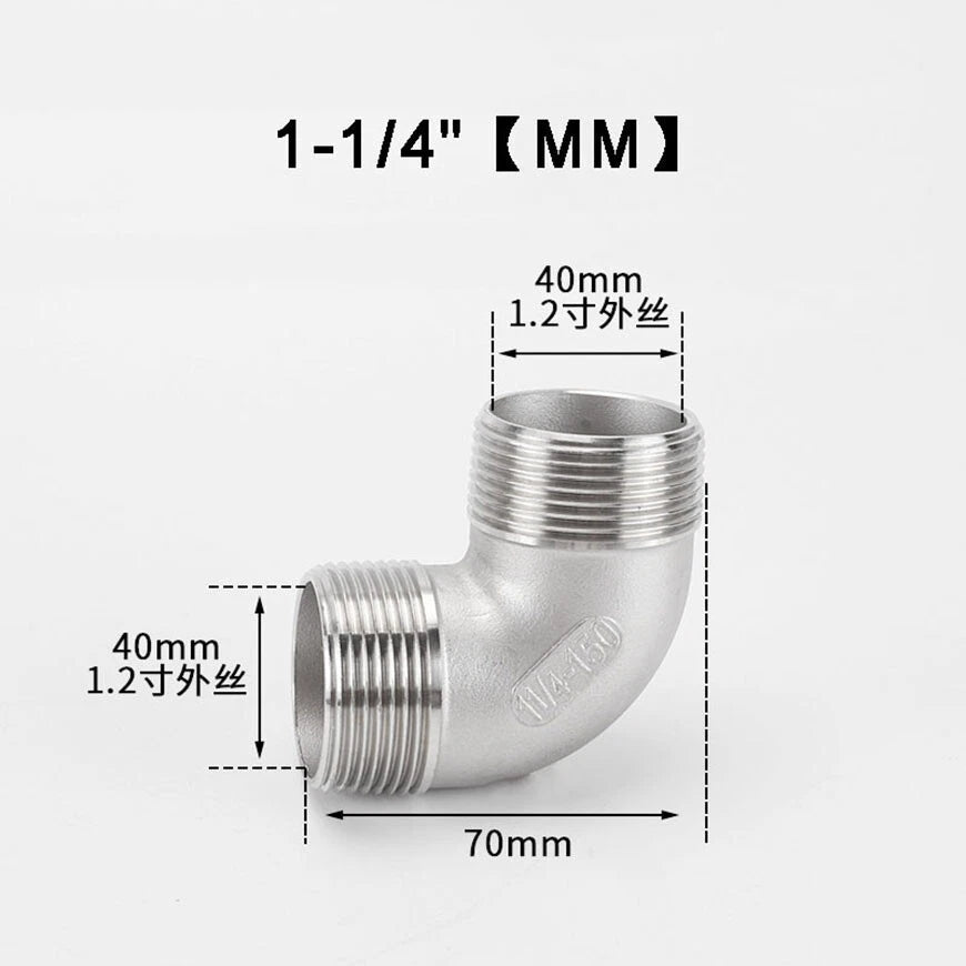 BSP 90° Elbow Pipe Fitting — 304/316 Stainless Steel, 1-1/4" to 4", FF / FM / MM