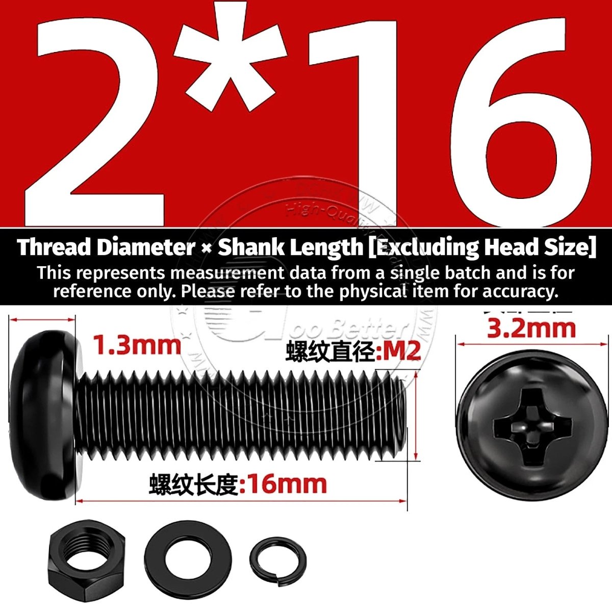 Black Phillips Pan Head Machine Screws with Washers — Metric M2 to M6 - HomeDIYer