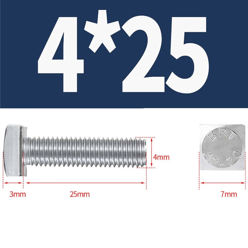 M4 M5 M6 M8 Square Head Bolts Full Thread 304 Stainless Steel — 12 to 80mm - HomeDIYer