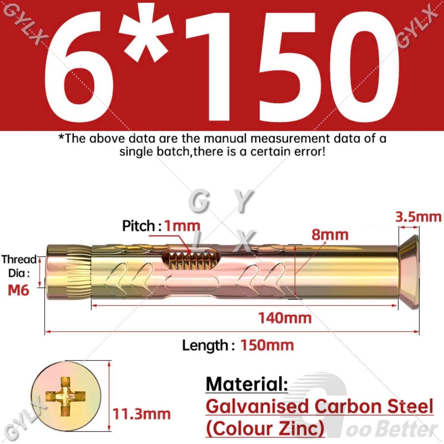 M6 M8 M10 Galvanised Countersunk Head Sleeve Anchor Expansion Bolts