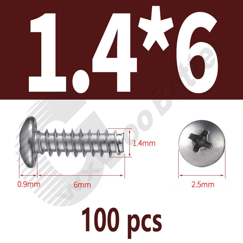 Pan Head Sheet Metal Screws Metric M1~M6 A2 Stainless Steel Sheet Metal Screws