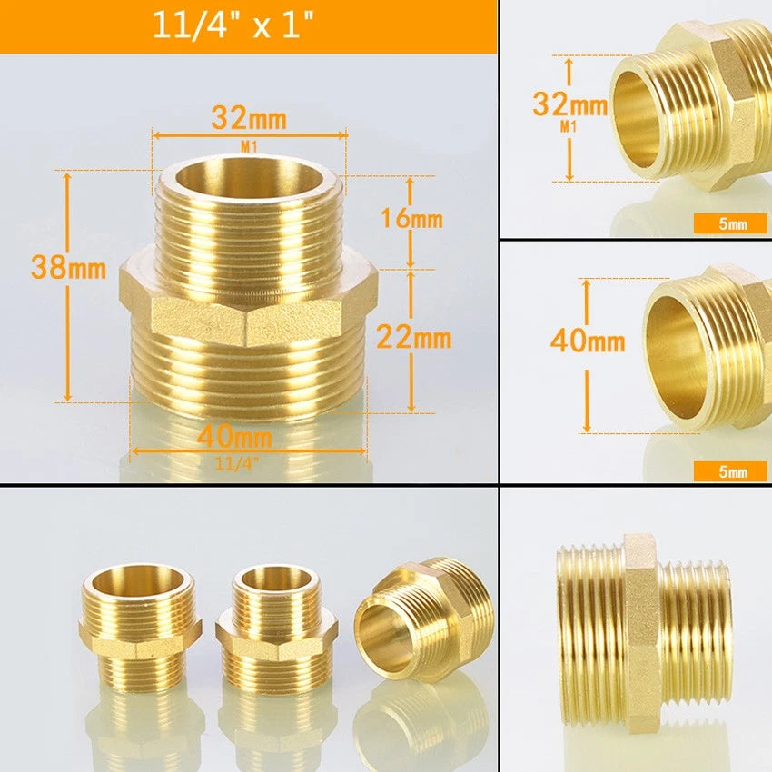 BSP Male Thread Reducer Nipple — Brass Pipe Fitting Connector Adapter