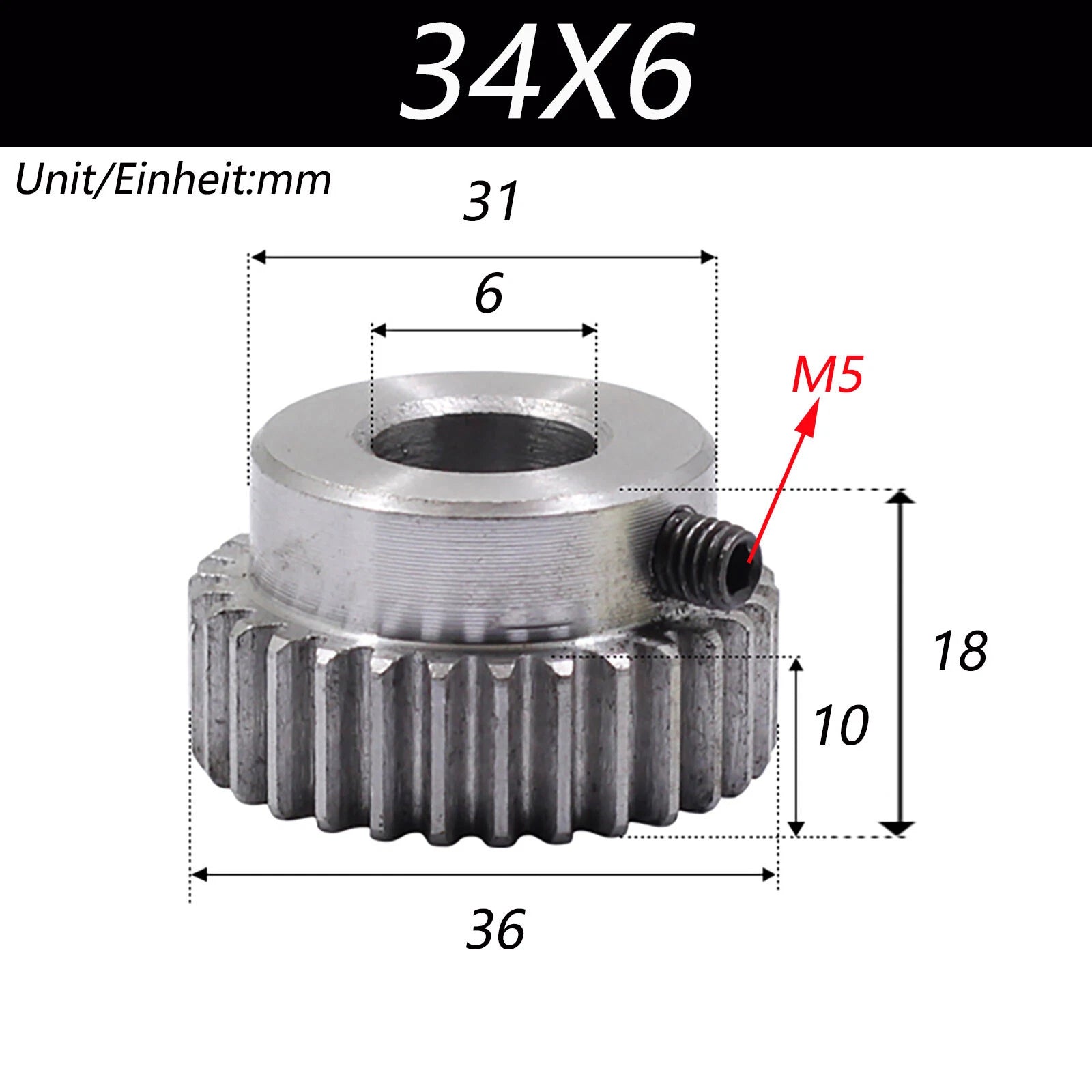 1 Mod Spur Gear Pinion C45 Steel Gear Motor Gear with Steps 30T-125T Bore 6-15mm