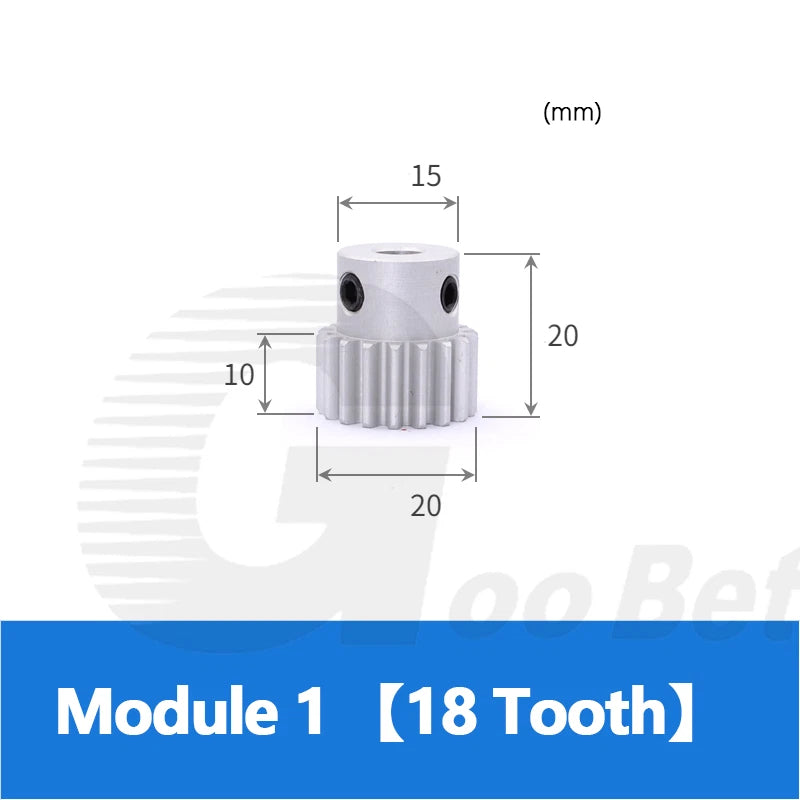 Spur Gear Module 1 Aluminium 12-60 Tooth with Hub Pinion Motor Gear Bore 4-16mm