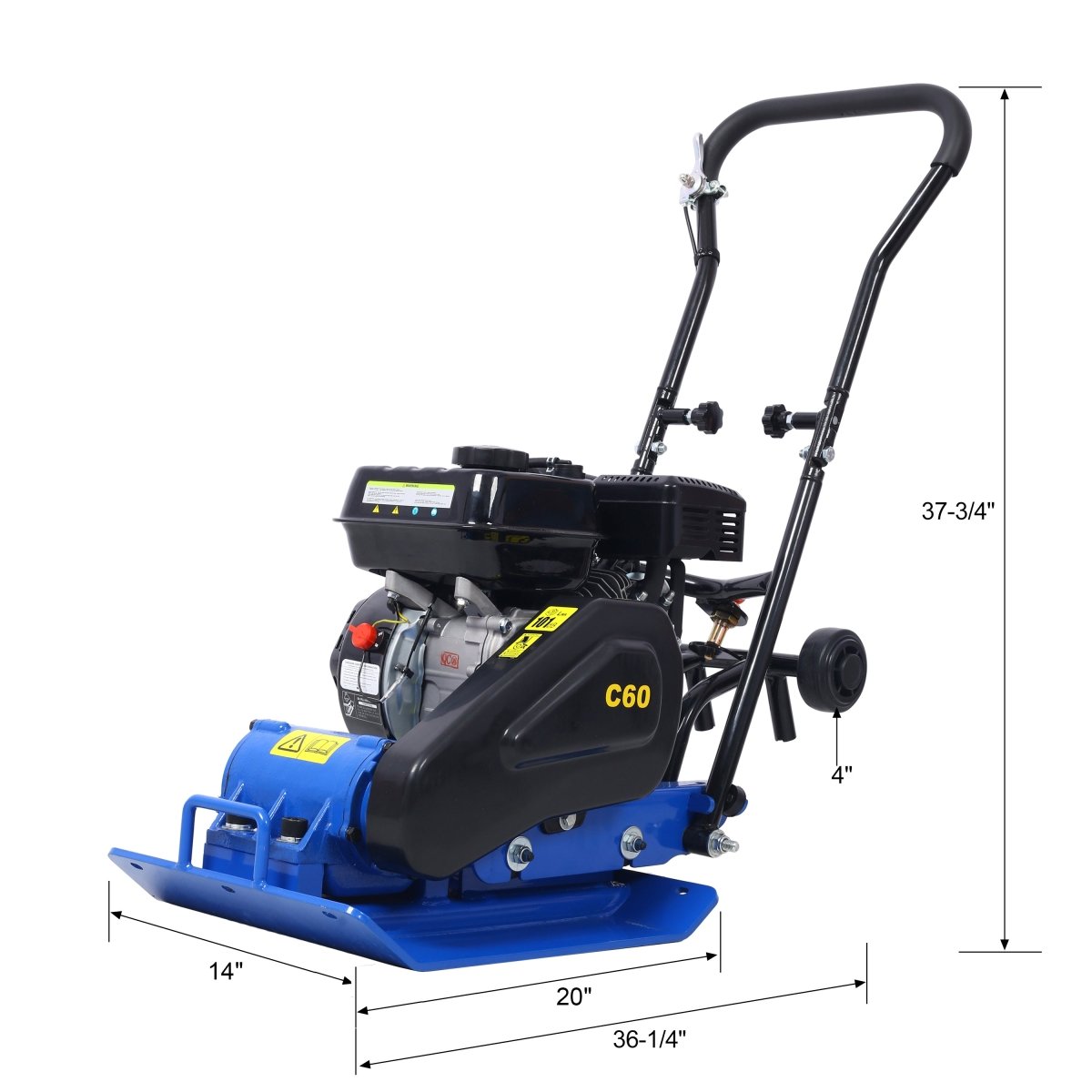 212cc 6.5HP 5600VPM Gas Vibration Compaction Force 20 x 14 inch Plate Compactor w/Built - in Wheel,EPA compliant - HomeDIYer