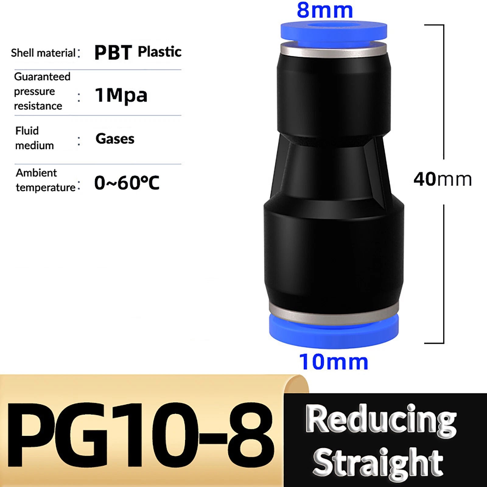Nylon Pneumatic Reducer Push-Fit Connector — PG Air Line Fitting