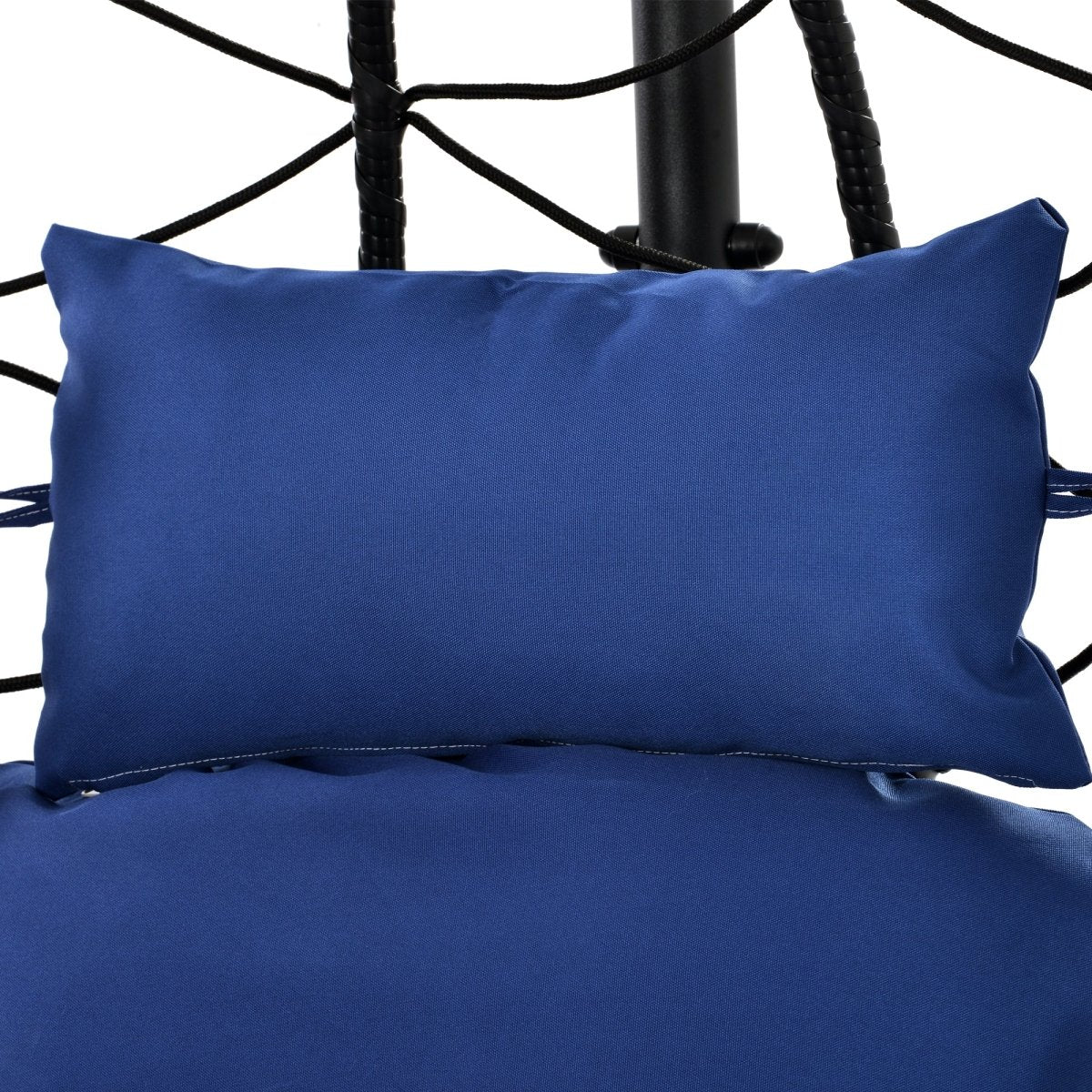 Egg Chair with Stand Indoor Outdoor Swing Chair Patio Wicker Hanging Egg Chair Hanging Basket Chair Hammock Chair with Stand for Bedroom Living Room Balcony Navy Blue - HomeDIYer