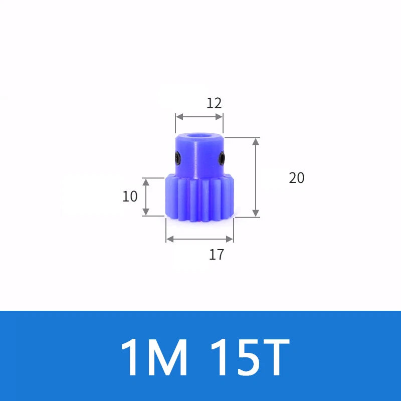 Blue Nylon Spur Gears 1/1.5/2/3Mod Transmission Gear 12-60T With Step Motor Gear