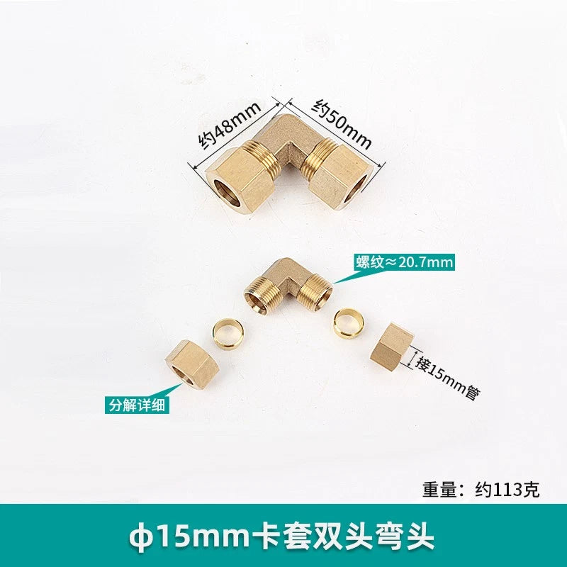 Brass Compression 90° Elbow Fitting — Double Ferrule Connector for Copper Tube