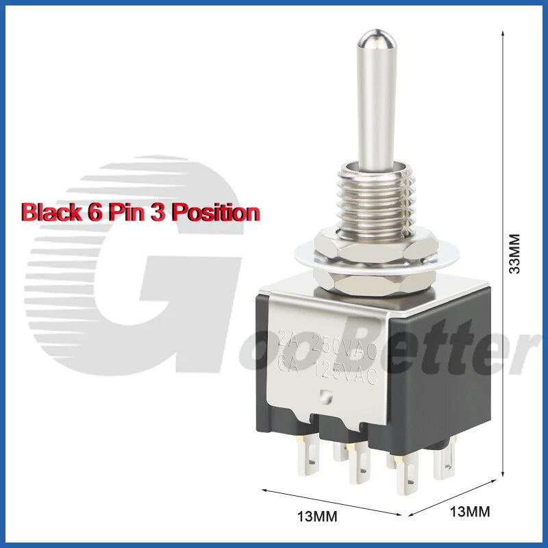 DPDT Mini Toggle Switch – 2 or 3 Position, 6-Pin, 125V/250V | Boat, Car & DIY