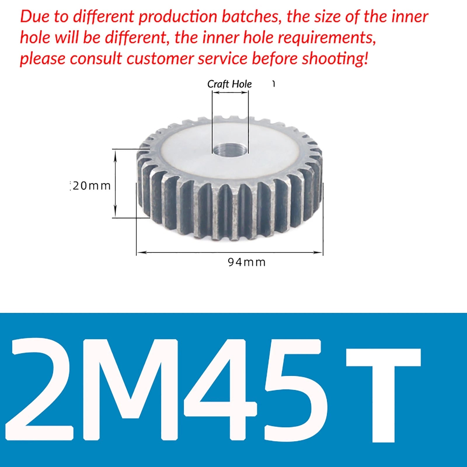 1/1.5/2 Mod 12T-150T Spur Gear 45# Steel Pinion Gear Thickn10-20mm Transmission