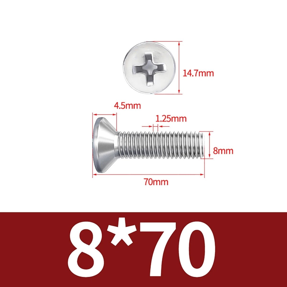 M3–M10 Phillips Countersunk Machine Screws – A2 Stainless Steel, Flat Head, Fully Threaded (3–100mm Overall Length) - HomeDIYer