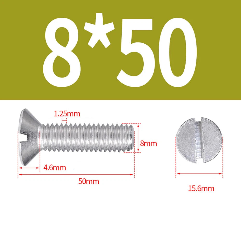 M1.6–M8 A2 Stainless Steel Flat Head Slotted Machine Screws | Countersunk Bolts