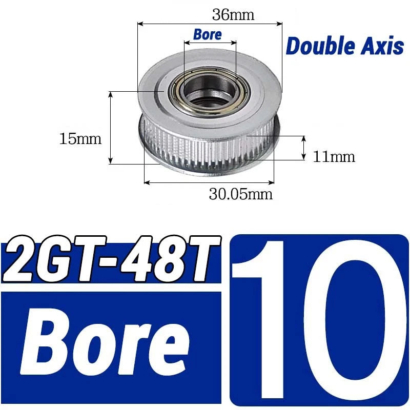 GT2 Timing Belt Pulley 16-100 Teeth 6-10mm Teeth Width Bore 3mm-25mm For 3D