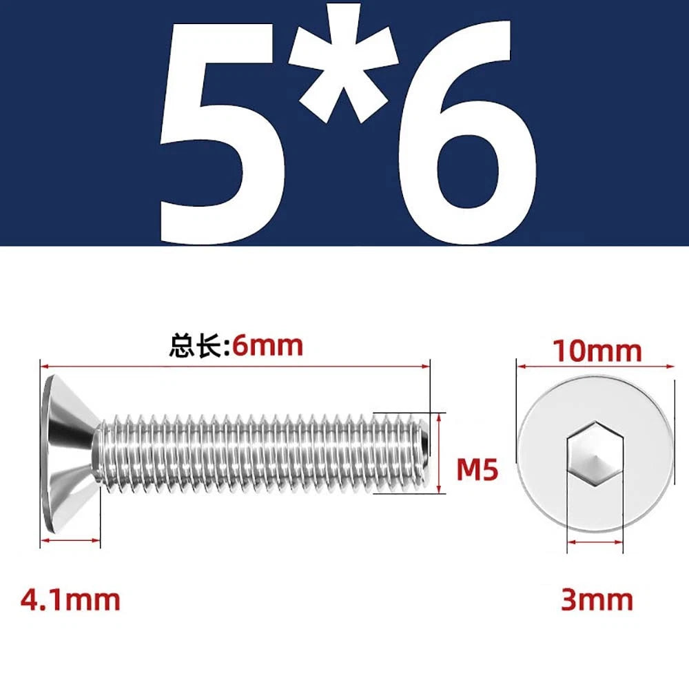 Countersunk Hex Socket Screws – A2 Stainless Steel, M2 to M16, DIN 7991, Fully Threaded