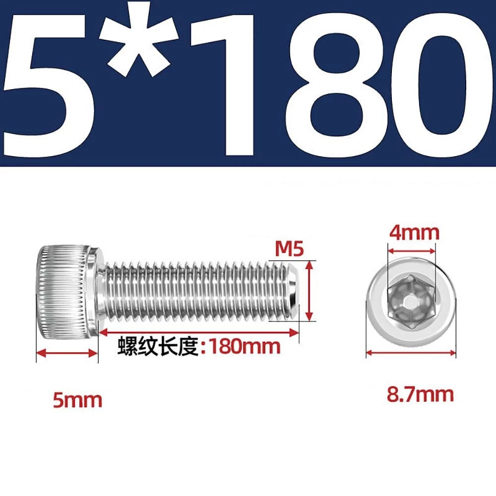 M3 M4 M5 Socket Head Cap Screws – A2 Stainless Steel, High Strength & Corrosion Resistant
