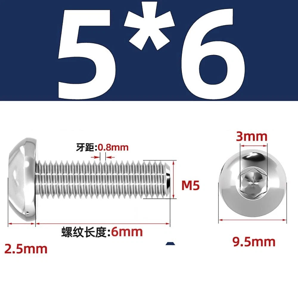 M1.6–M5 A2 Stainless Steel Button Head Socket Cap Screws – Round Pan Head, Hex Drive, Fully Threaded