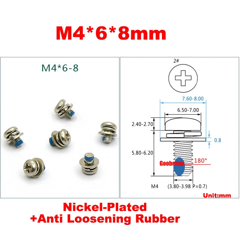 M2 M2.6 M3 M4 Phillips Pan Head Machine Screws with Washer Set – Carbon Steel, Multiple Finishes