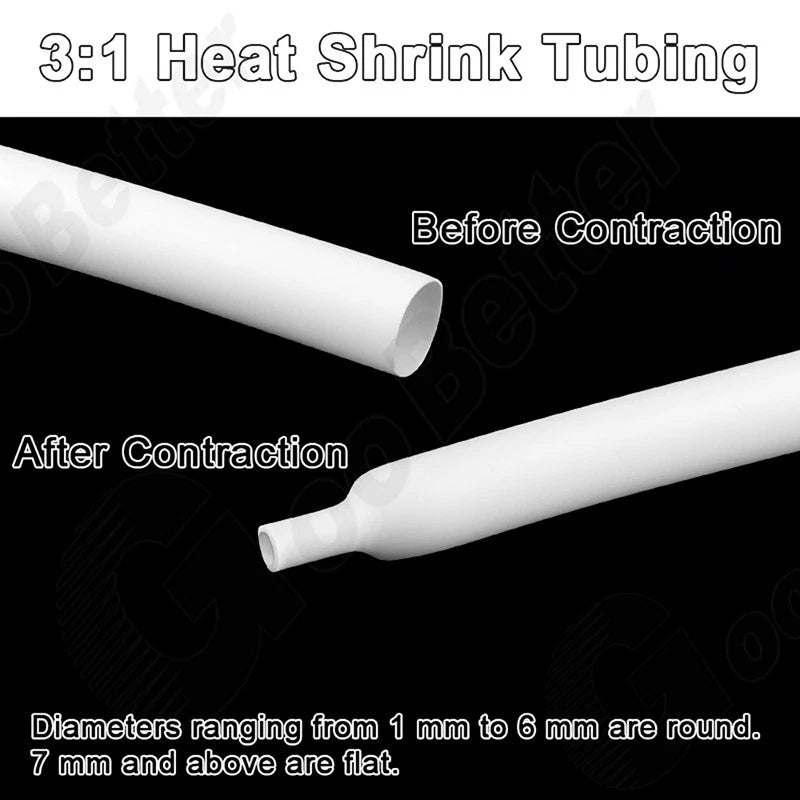 3:1 Heat Shrink Tubing with Adhesive Glue Lined — 1.5mm to 65mm, Multiple Colors