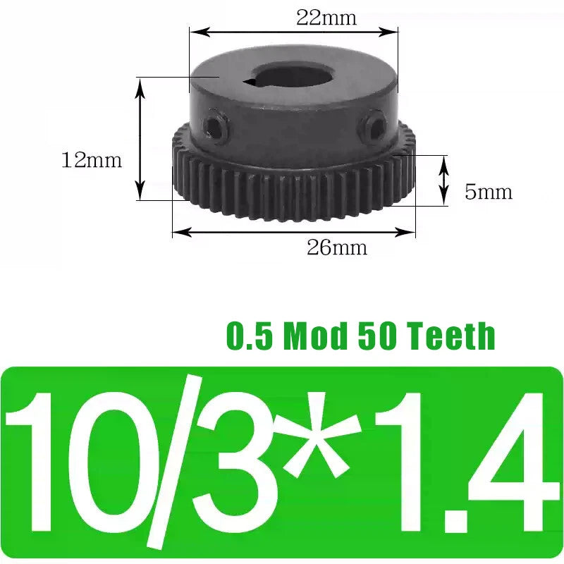 0.5 Mod 50 Teeth Transmission Gears Spur Gear With Step Motor Gears 45# Steel