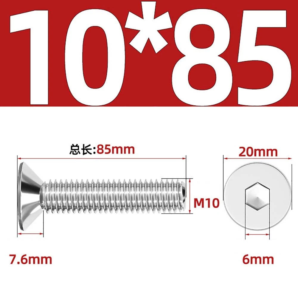 Countersunk Hex Socket Screws – A2 Stainless Steel, M2 to M16, DIN 7991, Fully Threaded