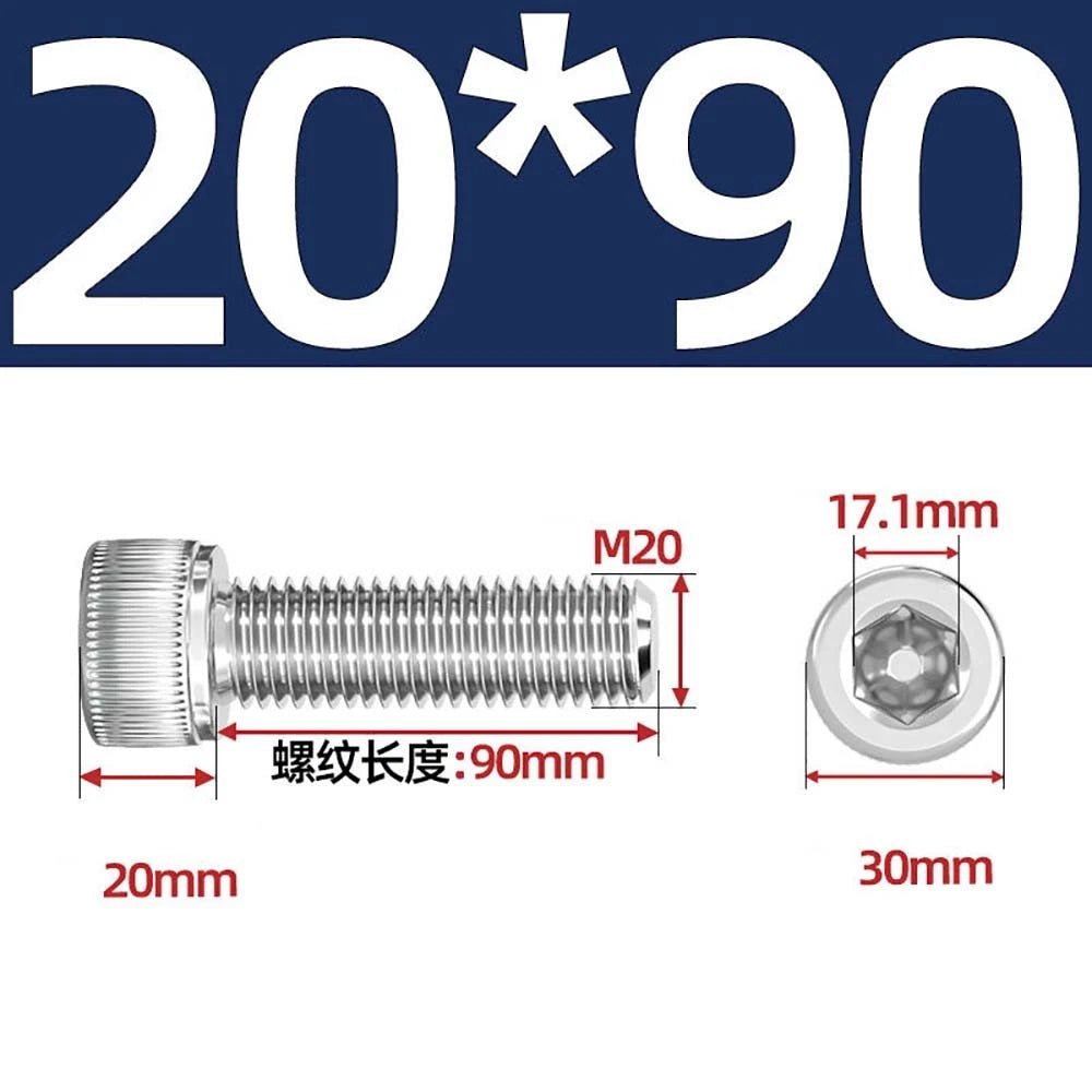 Socket Head Cap Screws – A2 Stainless Steel, M6 to M24, Hex Drive (DIN 912)